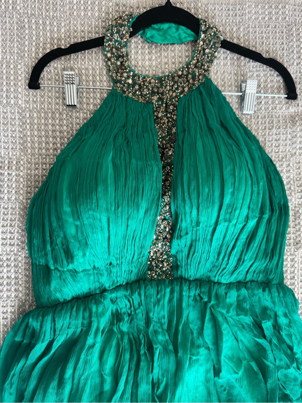 Beymen Club Swarovski Embellished 100% Silk Halter Maxi Dress NWT Size 42
